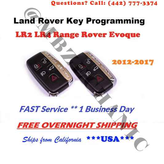 Land Rover Key Programming SERVICE with 2 NEW Replacement keys 2012-2017