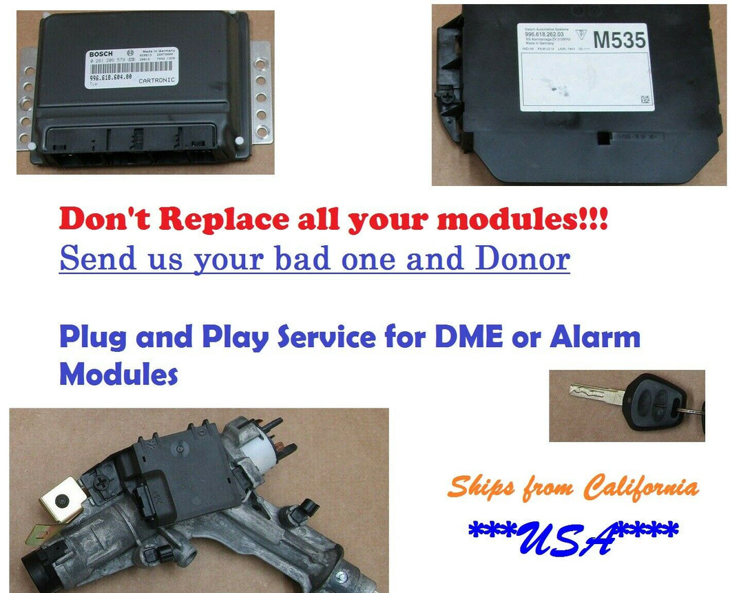 2002-2004 Porsche 911 996 ECU Ignition Key Switch Immo DONOR PROGRAMMING SERVICE